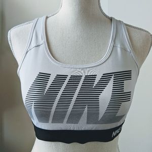 Nike White Black Logo Sports Bra